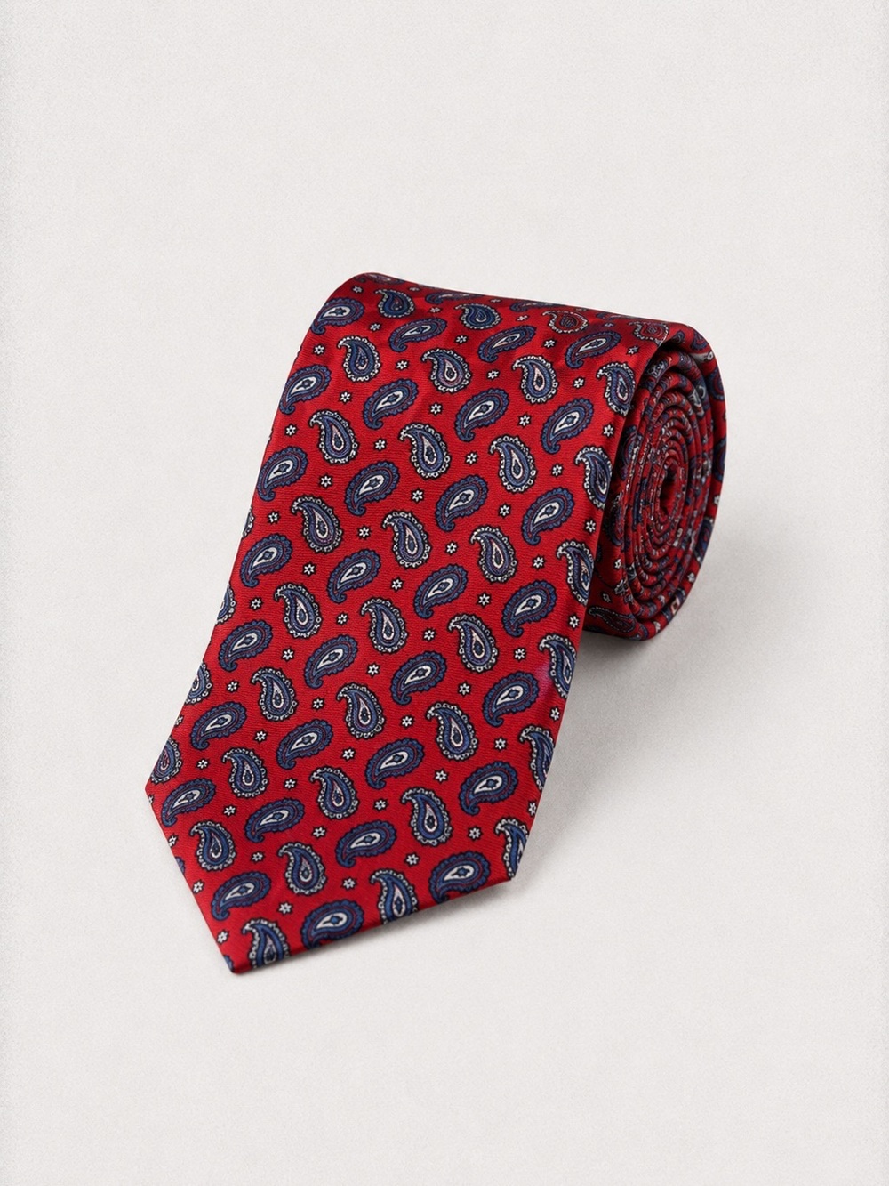 Leo Chevalier Red Paisley Silk Tie Classic Business Wedding Designer Necktie